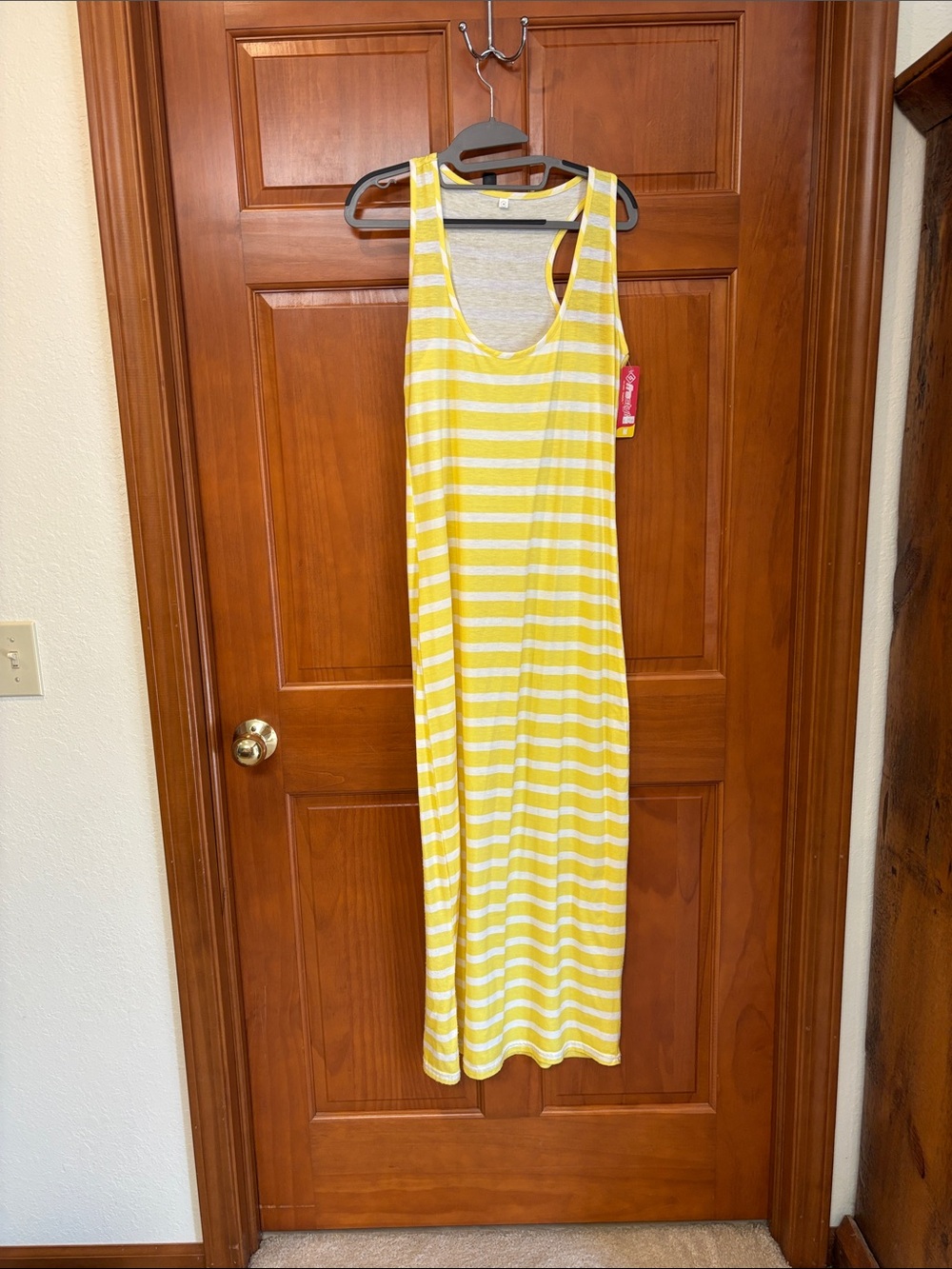 Freestyle Yellow & White Striped Maxi Tank Dress
